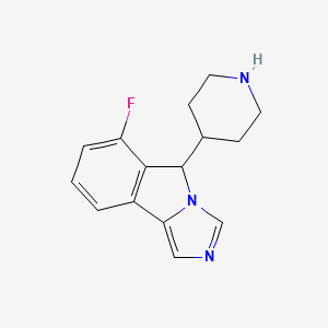molecular formula C15H16FN3 B15228412 6-fluoro-5-(piperidin-4-yl)-5H-imidazo[5,1-a]isoindole 