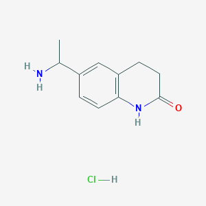 molecular formula C11H15ClN2O B1522844 6-(1-Aminoethyl)-1,2,3,4-tetrahydroquinolin-2-one hydrochloride CAS No. 1258650-15-5