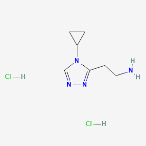 molecular formula C7H14Cl2N4 B1522928 2-(4-cyclopropyl-4H-1,2,4-triazol-3-yl)ethan-1-amine dihydrochloride CAS No. 1269151-89-4