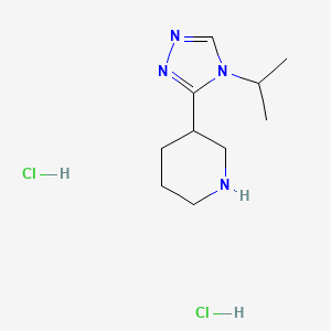 molecular formula C10H20Cl2N4 B1522945 3-[4-(propan-2-yl)-4H-1,2,4-triazol-3-yl]piperidine dihydrochloride CAS No. 1303889-70-4
