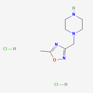 molecular formula C8H16Cl2N4O B1522946 1-[(5-Methyl-1,2,4-oxadiazol-3-yl)methyl]piperazine dihydrochloride CAS No. 1258650-98-4
