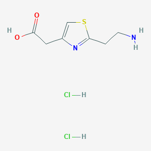 molecular formula C7H12Cl2N2O2S B1522979 2-[2-(2-Aminoethyl)-1,3-thiazol-4-yl]acetic acid dihydrochloride CAS No. 1258649-92-1