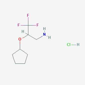 molecular formula C8H15ClF3NO B1522990 [(3-Amino-1,1,1-trifluoropropan-2-yl)oxy]cyclopentane hydrochloride CAS No. 1258650-21-3