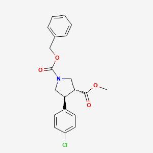 molecular formula C20H20ClNO4 B15230310 trans-1-Benzyl3-methyl4-(4-chlorophenyl)pyrrolidine-1,3-dicarboxylate 