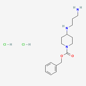 molecular formula C16H27Cl2N3O2 B1523043 Benzyl 4-[(3-aminopropyl)amino]piperidine-1-carboxylate dihydrochloride CAS No. 936129-66-7