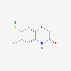 molecular formula C8H6BrNO2S B1523062 6-bromo-7-sulfanyl-3,4-dihydro-2H-1,4-benzoxazin-3-one CAS No. 1094268-93-5