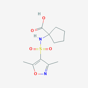molecular formula C11H16N2O5S B1523066 1-(Dimethyl-1,2-oxazole-4-sulfonamido)cyclopentane-1-carboxylic acid CAS No. 1094472-05-5