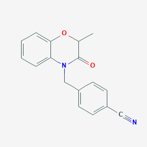molecular formula C17H14N2O2 B1523128 4-((2,3-Dihydro-2-methyl-3-oxobenzo[b][1,4]oxazin-4-yl)methyl)benzonitrile CAS No. 1094288-56-8