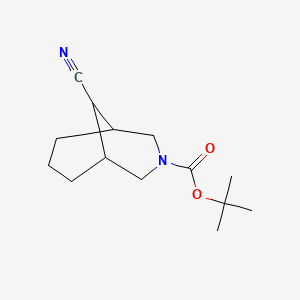 molecular formula C14H22N2O2 B15231300 Tert-butyl9-cyano-3-azabicyclo[3.3.1]nonane-3-carboxylate 