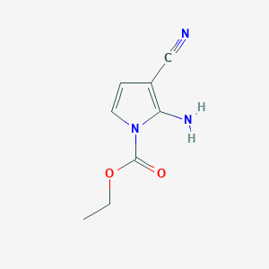 molecular formula C8H9N3O2 B15231303 Ethyl 2-amino-3-cyano-1H-pyrrole-1-carboxylate 