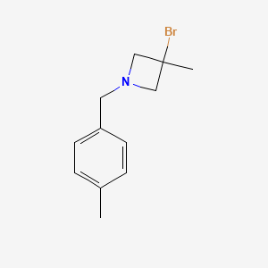 molecular formula C12H16BrN B15231466 3-Bromo-3-methyl-1-(4-methylbenzyl)azetidine 