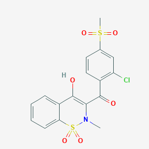 molecular formula C17H14ClNO6S2 B15231699 (2-Chloro-4-(methylsulfonyl)phenyl)(4-hydroxy-2-methyl-1,1-dioxido-2H-benzo[e][1,2]thiazin-3-yl)methanone 