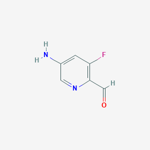 molecular formula C6H5FN2O B15231717 5-Amino-3-fluoropicolinaldehyde 