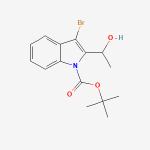 molecular formula C15H18BrNO3 B15231978 tert-Butyl 3-bromo-2-(1-hydroxyethyl)-1H-indole-1-carboxylate 