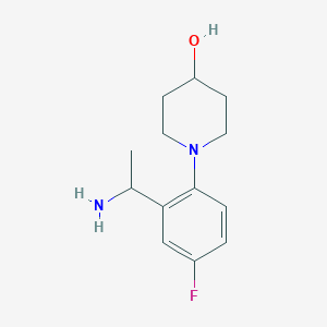 molecular formula C13H19FN2O B1523201 1-[2-(1-Aminoethyl)-4-fluorophenyl]piperidin-4-ol CAS No. 1019606-10-0