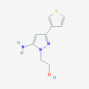 molecular formula C9H11N3OS B1523211 2-(5-amino-3-(thiophen-3-yl)-1H-pyrazol-1-yl)ethan-1-ol CAS No. 1152916-42-1