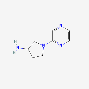 molecular formula C8H12N4 B15232495 1-(Pyrazin-2-yl)pyrrolidin-3-amine 