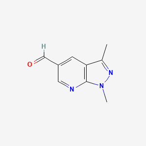 molecular formula C9H9N3O B1523265 1,3-dimethyl-1H-pyrazolo[3,4-b]pyridine-5-carbaldehyde CAS No. 1221724-80-6