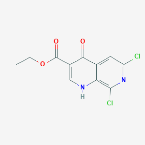 molecular formula C11H8Cl2N2O3 B15232695 Ethyl 6,8-dichloro-4-hydroxy-1,7-naphthyridine-3-carboxylate 