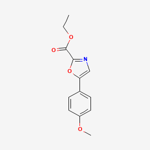 molecular formula C13H13NO4 B1523287 Ethyl 5-(4-methoxyphenyl)-1,3-oxazole-2-carboxylate CAS No. 1441-37-8