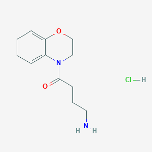 molecular formula C12H17ClN2O2 B1523303 4-amino-1-(3,4-dihydro-2H-1,4-benzoxazin-4-yl)butan-1-one hydrochloride CAS No. 1311317-90-4