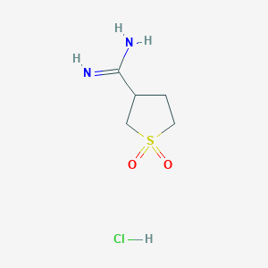 molecular formula C5H11ClN2O2S B15233257 Tetrahydrothiophene-3-carboximidamide1,1-dioxidehydrochloride 