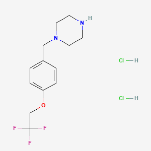 molecular formula C13H19Cl2F3N2O B1523327 1-{[4-(2,2,2-Trifluoroethoxy)phenyl]methyl}piperazine dihydrochloride CAS No. 1333970-65-2