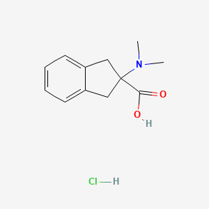 molecular formula C12H16ClNO2 B1523337 2-(dimethylamino)-2,3-dihydro-1H-indene-2-carboxylic acid hydrochloride CAS No. 1333955-73-9