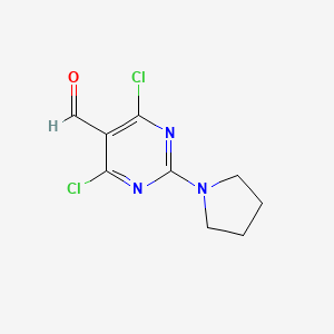 molecular formula C9H9Cl2N3O B1523345 4,6-Dichloro-2-(pyrrolidin-1-yl)pyrimidine-5-carbaldehyde CAS No. 1206969-28-9