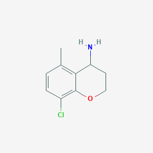 molecular formula C10H12ClNO B15233546 8-Chloro-5-methylchroman-4-amine 