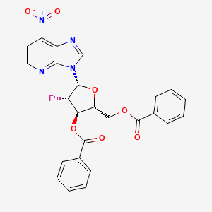 molecular formula C25H19FN4O7 B15233566 ((2R,3R,4S,5R)-3-(Benzoyloxy)-4-fluoro-5-(7-nitro-3H-imidazo[4,5-B]pyridin-3-YL)tetrahydrofuran-2-YL)methyl benzoate 