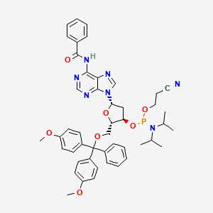 molecular formula C47H52N7O7P B15233653 N-[9-[(2S,4R,5S)-5-[[bis(4-methoxyphenyl)-phenylmethoxy]methyl]-4-[2-cyanoethoxy-[di(propan-2-yl)amino]phosphanyl]oxyoxolan-2-yl]purin-6-yl]benzamide 
