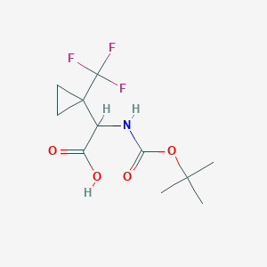 molecular formula C11H16F3NO4 B1523376 2-((tert-Butoxycarbonyl)amino)-2-(1-(trifluoromethyl)cyclopropyl)acetic acid CAS No. 1098188-08-9
