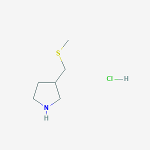 molecular formula C6H14ClNS B1523381 3-[(Methylsulfanyl)methyl]pyrrolidine hydrochloride CAS No. 1333729-77-3