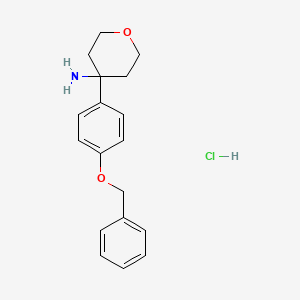 molecular formula C18H22ClNO2 B1523382 4-[4-(Benzyloxy)phenyl]oxan-4-amine hydrochloride CAS No. 1333955-84-2