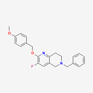 molecular formula C23H23FN2O2 B15233830 6-Benzyl-3-fluoro-2-((4-methoxybenzyl)oxy)-5,6,7,8-tetrahydro-1,6-naphthyridine 