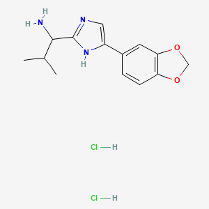 molecular formula C14H19Cl2N3O2 B1523392 1-[4-(2H-1,3-benzodioxol-5-yl)-1H-imidazol-2-yl]-2-methylpropan-1-amine dihydrochloride CAS No. 1311314-79-0
