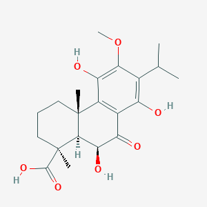 molecular formula C21H28O7 B15233934 (1S,4aS,10S,10aR)-5,8,10-trihydroxy-6-methoxy-1,4a-dimethyl-9-oxo-7-propan-2-yl-3,4,10,10a-tetrahydro-2H-phenanthrene-1-carboxylic acid 
