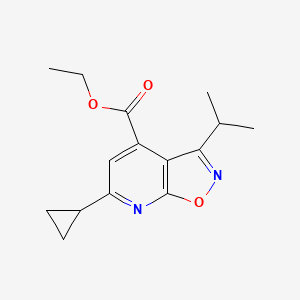 molecular formula C15H18N2O3 B1523403 Ethyl 6-cyclopropyl-3-(propan-2-yl)-[1,2]oxazolo[5,4-b]pyridine-4-carboxylate CAS No. 1251773-90-6