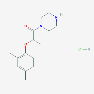 molecular formula C15H23ClN2O2 B1523418 2-(2,4-Dimethylphenoxy)-1-(piperazin-1-yl)propan-1-one hydrochloride CAS No. 1333652-05-3