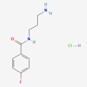 molecular formula C10H14ClFN2O B1523421 N-(3-aminopropyl)-4-fluorobenzamide hydrochloride CAS No. 1281179-38-1