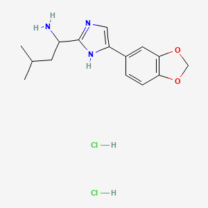 molecular formula C15H21Cl2N3O2 B1523423 1-[4-(2H-1,3-benzodioxol-5-yl)-1H-imidazol-2-yl]-3-methylbutan-1-amine dihydrochloride CAS No. 1311314-92-7