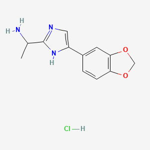 molecular formula C12H14ClN3O2 B1523424 1-[4-(2H-1,3-benzodioxol-5-yl)-1H-imidazol-2-yl]ethan-1-amine hydrochloride CAS No. 1311317-85-7