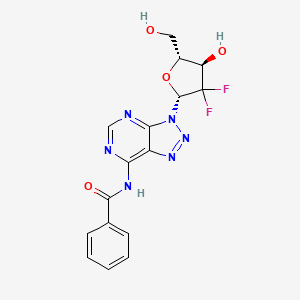 molecular formula C16H14F2N6O4 B15234481 N-(3-((2R,4R,5R)-3,3-Difluoro-4-hydroxy-5-(hydroxymethyl)tetrahydrofuran-2-YL)-3H-[1,2,3]triazolo[4,5-D]pyrimidin-7-YL)benzamide 