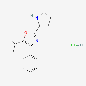 molecular formula C16H21ClN2O B1523459 4-Phenyl-5-(propan-2-yl)-2-(pyrrolidin-2-yl)-1,3-oxazole hydrochloride CAS No. 1333833-69-4