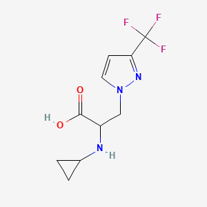 molecular formula C10H12F3N3O2 B1523460 2-(环丙氨基)-3-[3-(三氟甲基)-1H-吡唑-1-基]丙酸 CAS No. 1291287-24-5