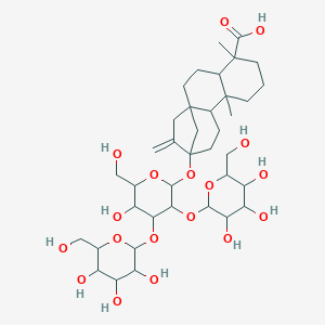 molecular formula C38H60O18 B152347 13-[5-Hydroxy-6-(hydroxymethyl)-3,4-bis[[3,4,5-trihydroxy-6-(hydroxymethyl)oxan-2-yl]oxy]oxan-2-yl]oxy-5,9-dimethyl-14-methylidenetetracyclo[11.2.1.01,10.04,9]hexadecane-5-carboxylic acid CAS No. 58543-17-2