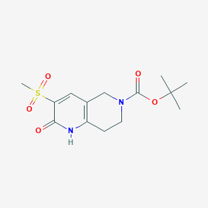 molecular formula C14H20N2O5S B1523472 Tert-butyl 3-methanesulfonyl-2-oxo-1,2,5,6,7,8-hexahydro-1,6-naphthyridine-6-carboxylate CAS No. 1333763-64-6