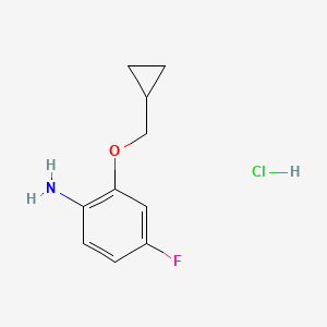 molecular formula C10H13ClFNO B1523477 2-(Cyclopropylmethoxy)-4-fluoroaniline hydrochloride CAS No. 1333994-64-1