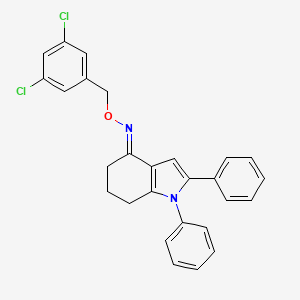 molecular formula C27H22Cl2N2O B15234777 N-[(3,5-dichlorophenyl)methoxy]-1,2-diphenyl-4,5,6,7-tetrahydro-1H-indol-4-imine 